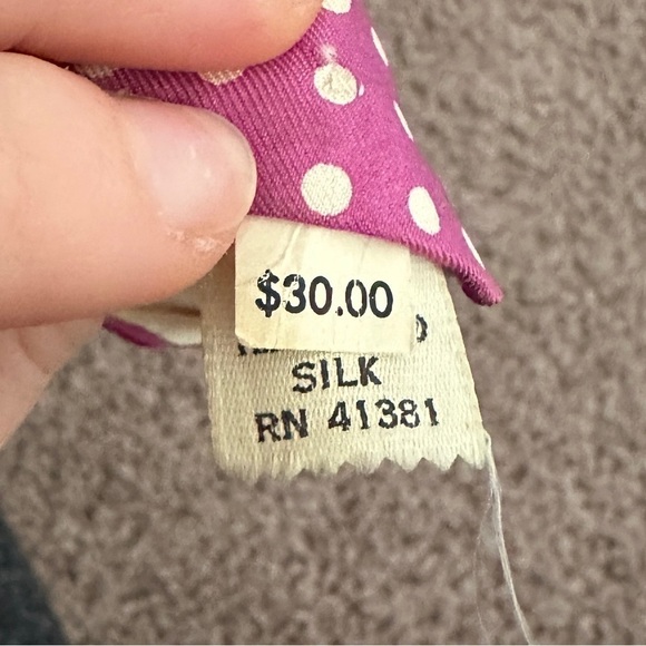 Pink Tie with Polka Dots 100% Imported Silk - Picture 8 of 8